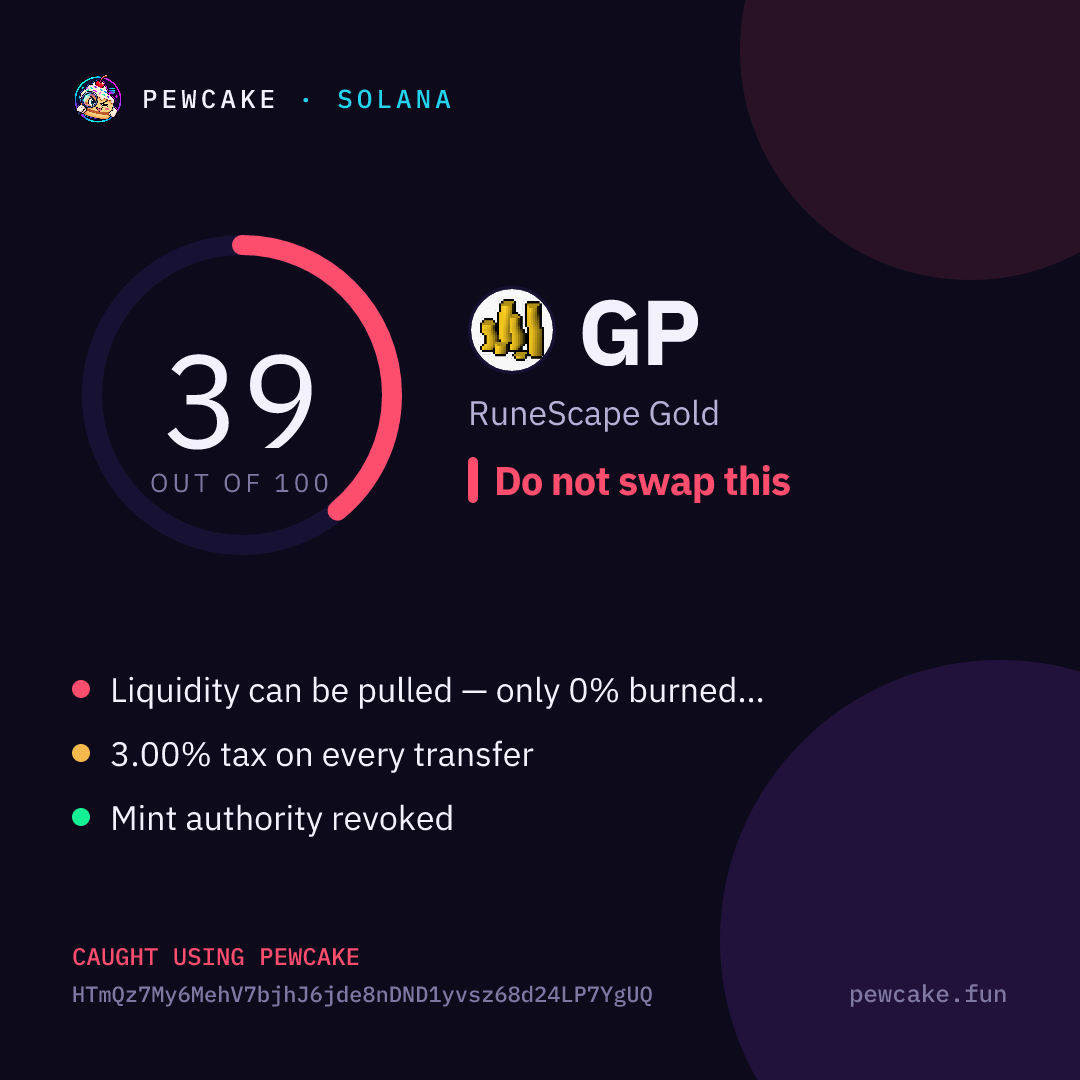 Pewcake risk card for GP