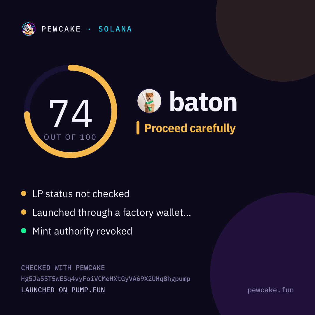Pewcake risk card for baton