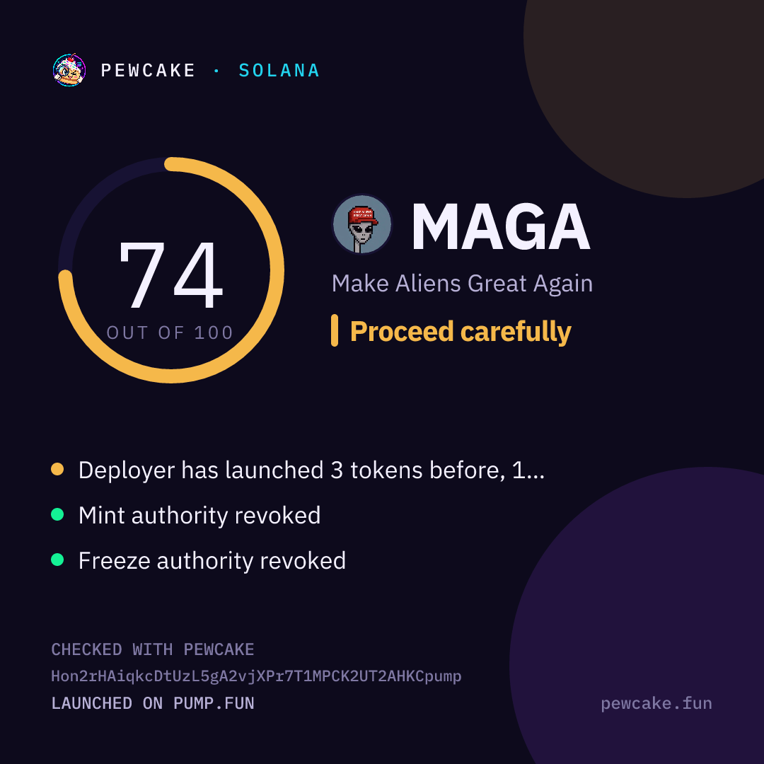 Pewcake risk card for MAGA