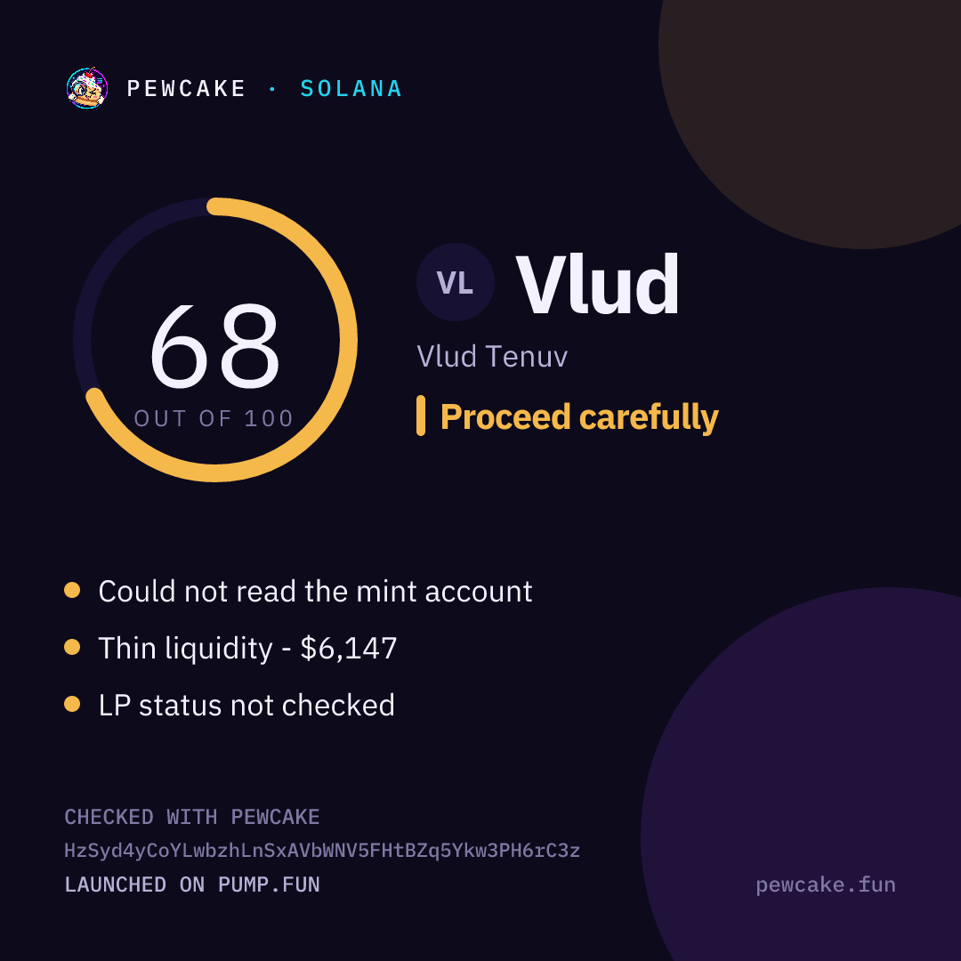 Pewcake risk card for Vlud