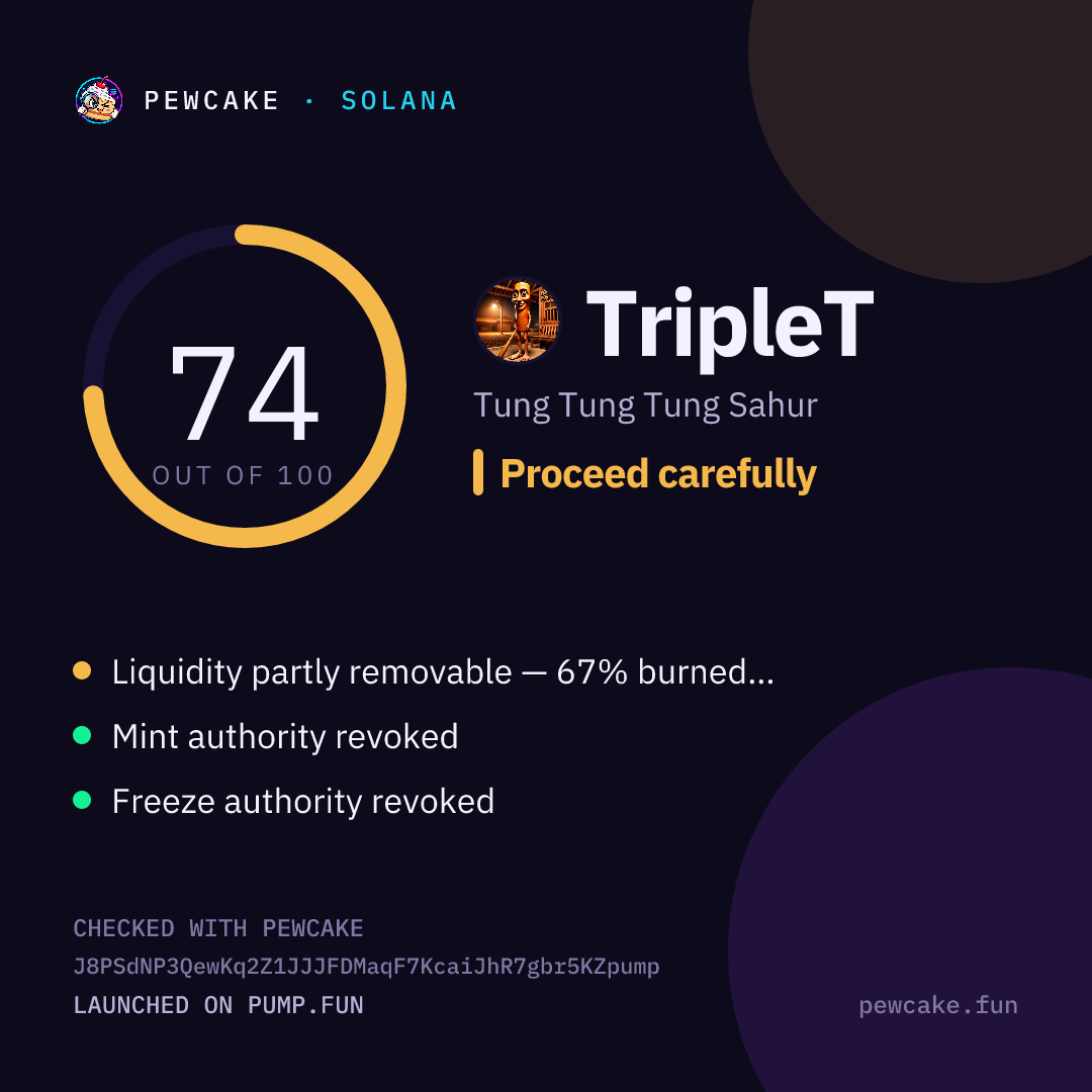 Pewcake risk card for TripleT