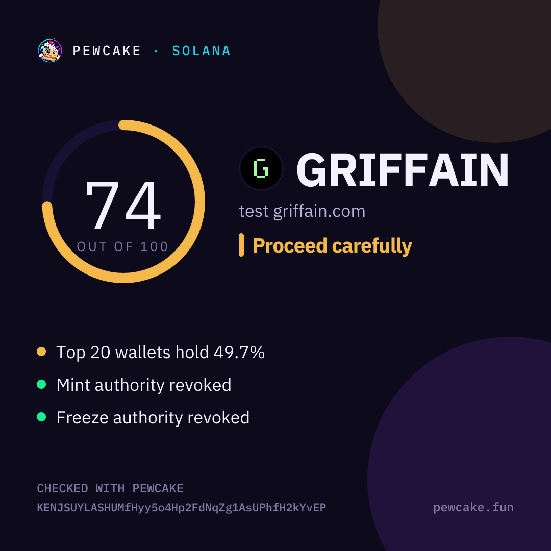 Pewcake risk card for GRIFFAIN