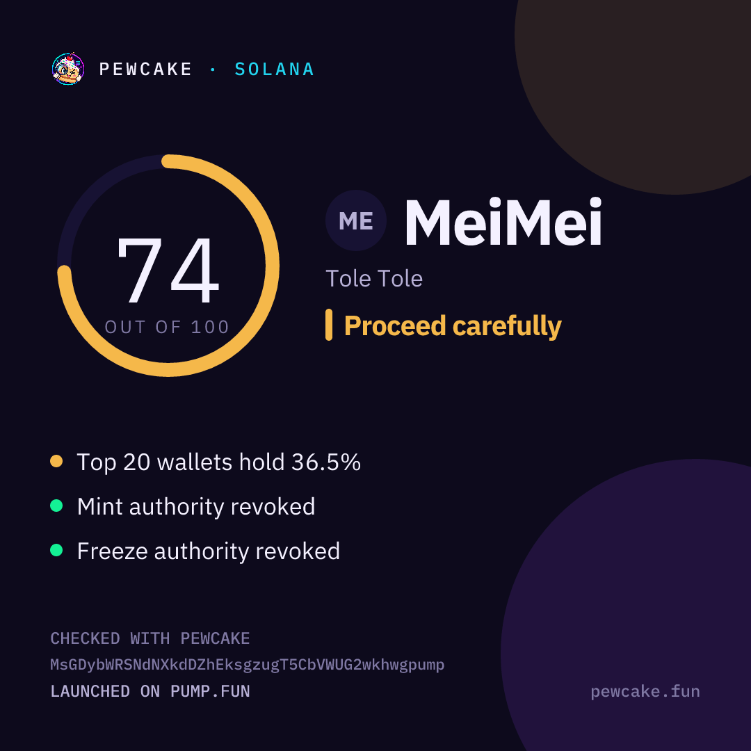 Pewcake risk card for MeiMei