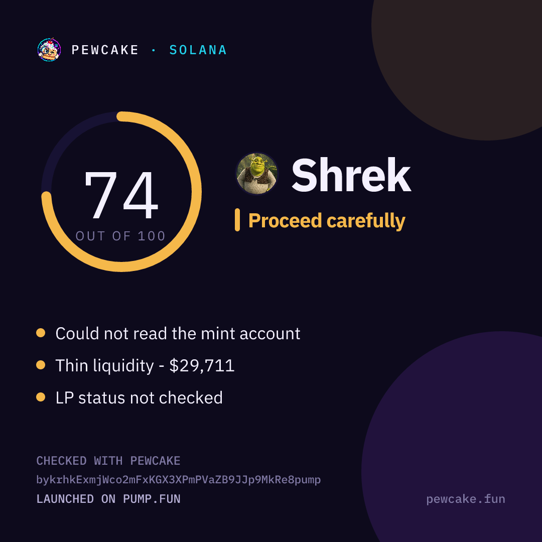 Pewcake risk card for Shrek