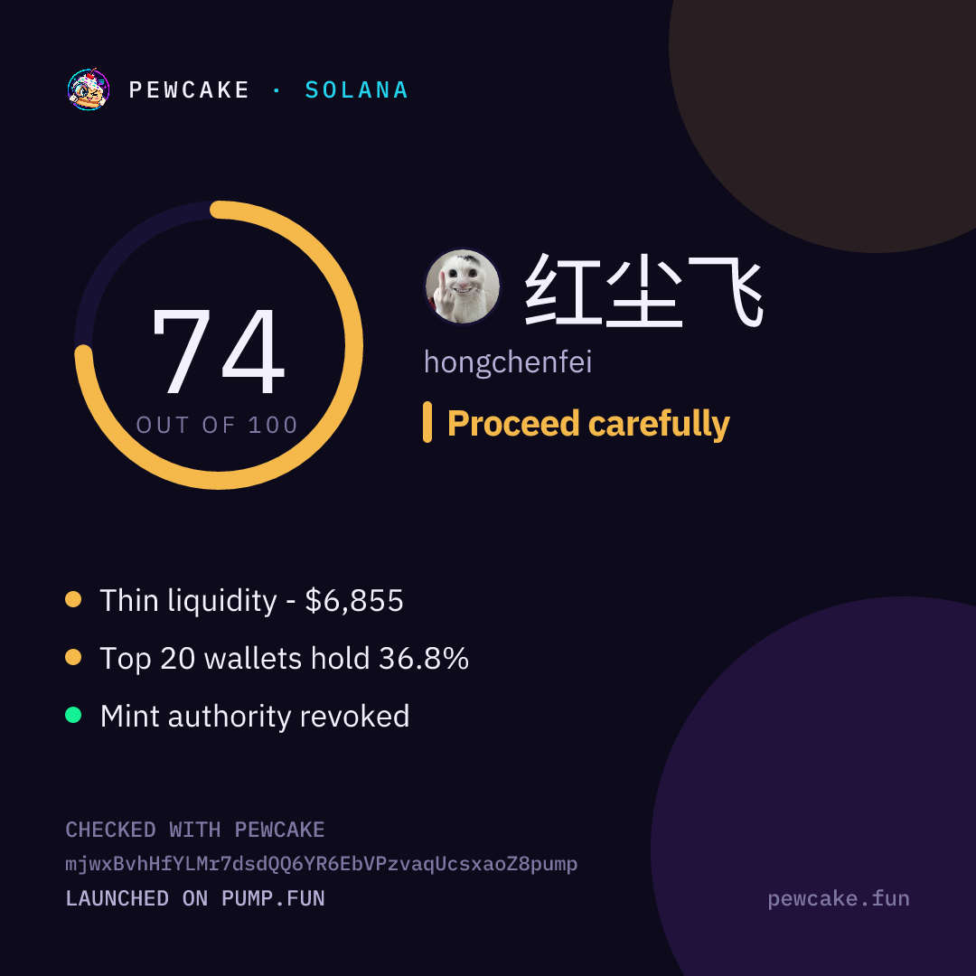 Pewcake risk card for 红尘飞