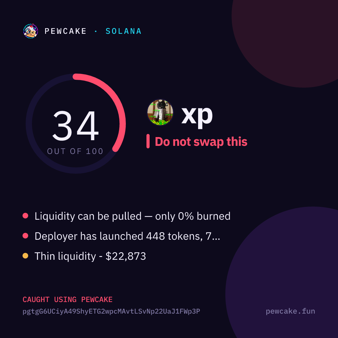 Pewcake risk card for xp