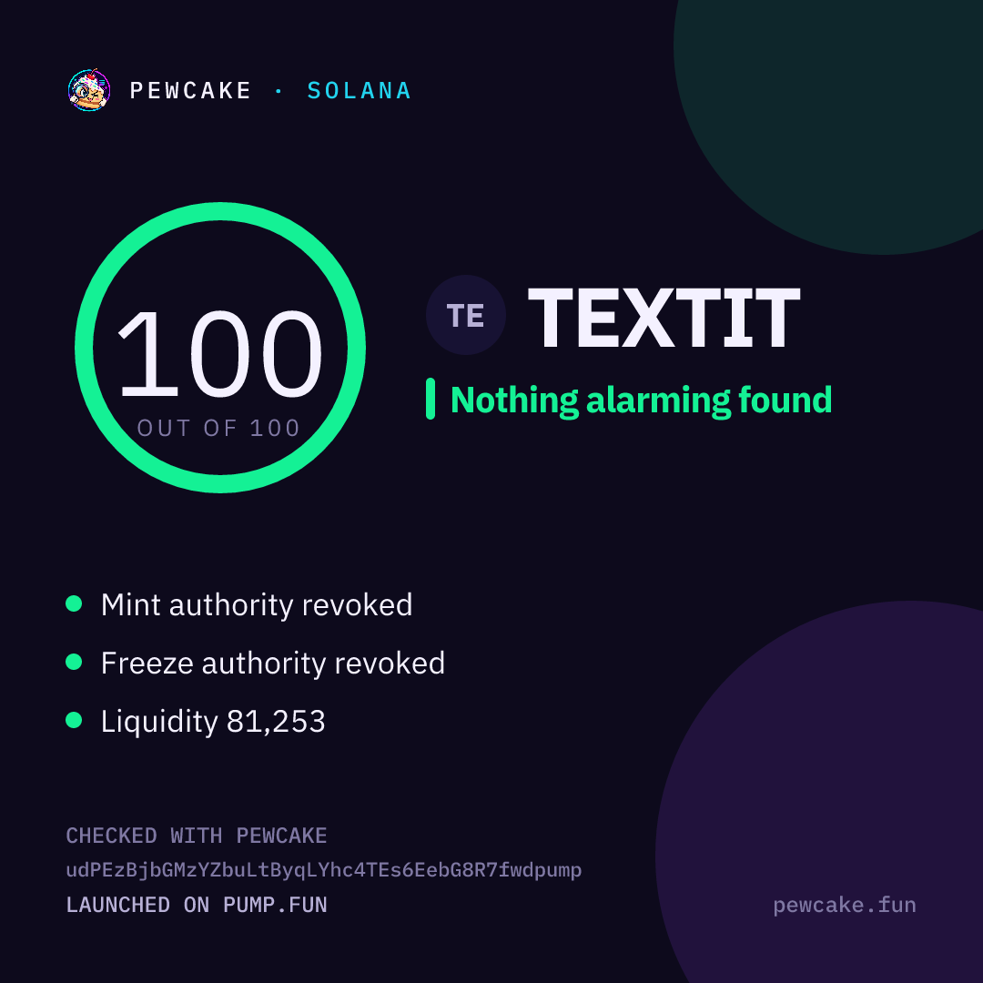 Pewcake risk card for TEXTIT