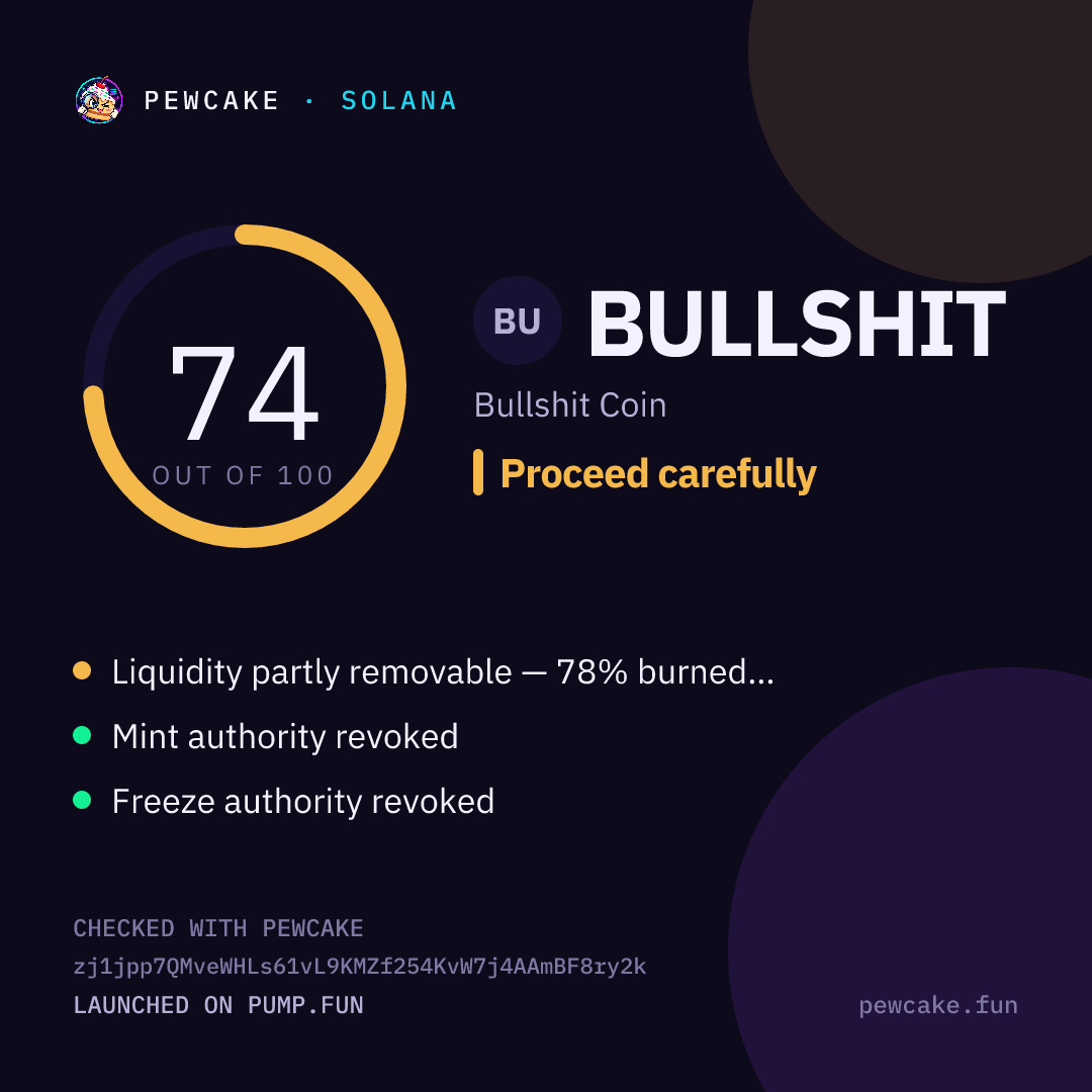 Pewcake risk card for BULLSHIT